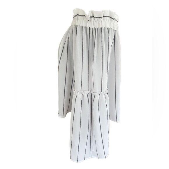 Abound white with black stripes off shoulder top with bell sleeves size L - Picture 4 of 6